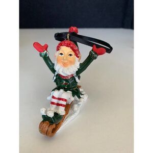 Timberwolves elf on sled ornament